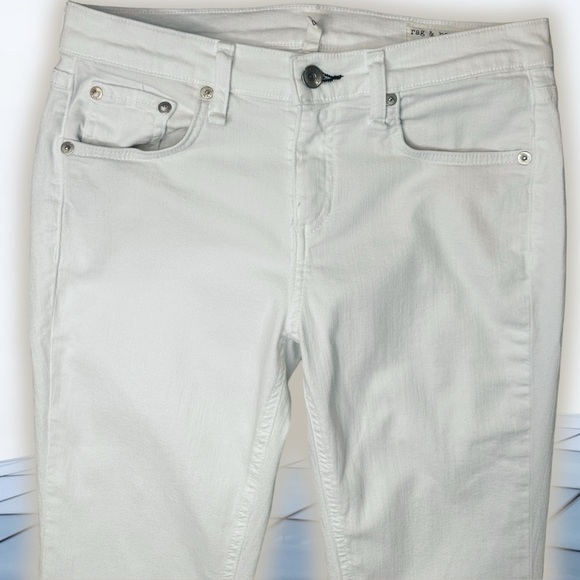 Rag & Bone White ‘Dre Capri’ Skinny Leg Jeans with Raw Hem Size 25 - Picture 4 of 16